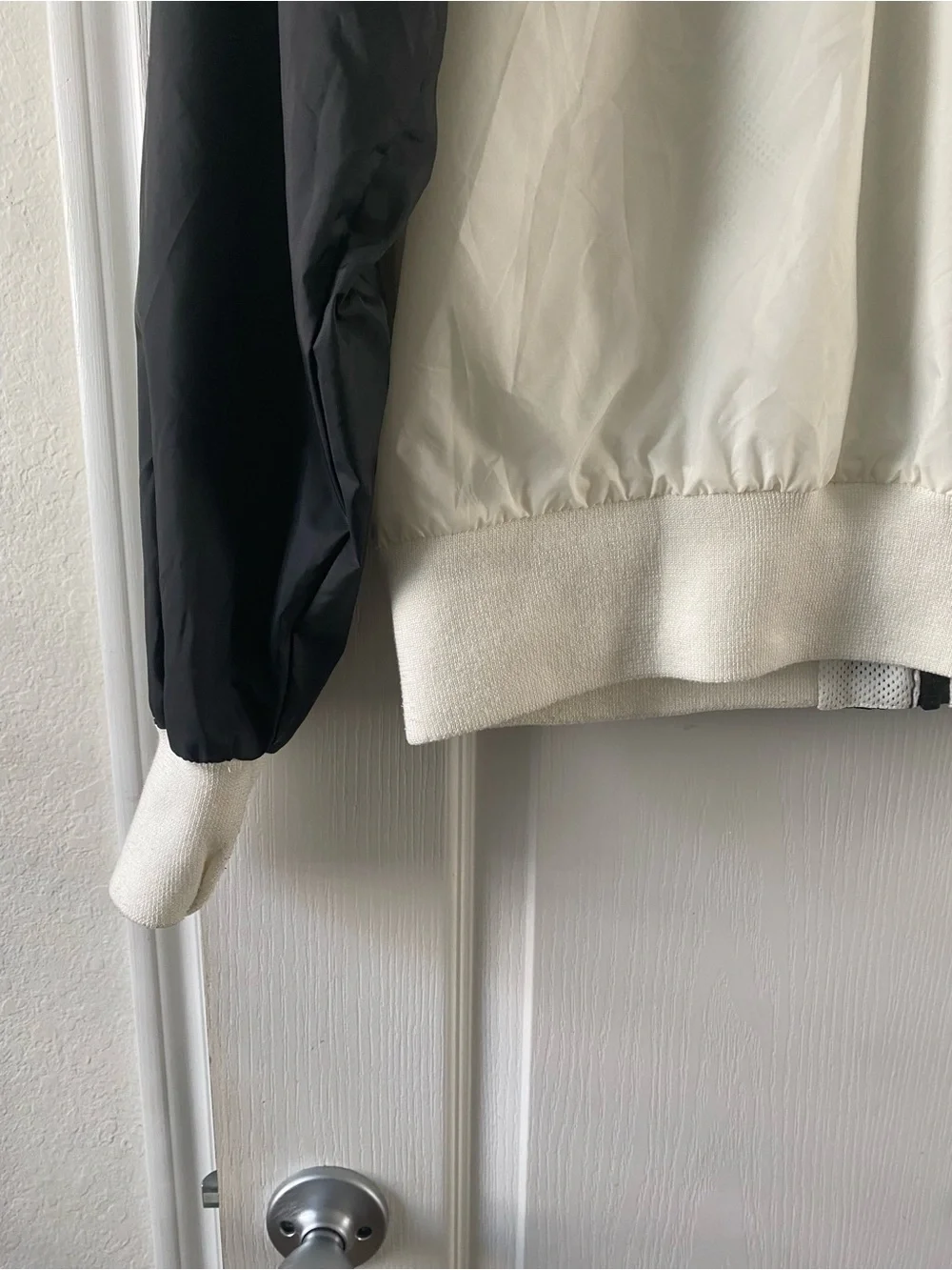 Jordan Flight MVP Black Off White Nylon Varsity Streetwear Y2K Bomber Jacket S